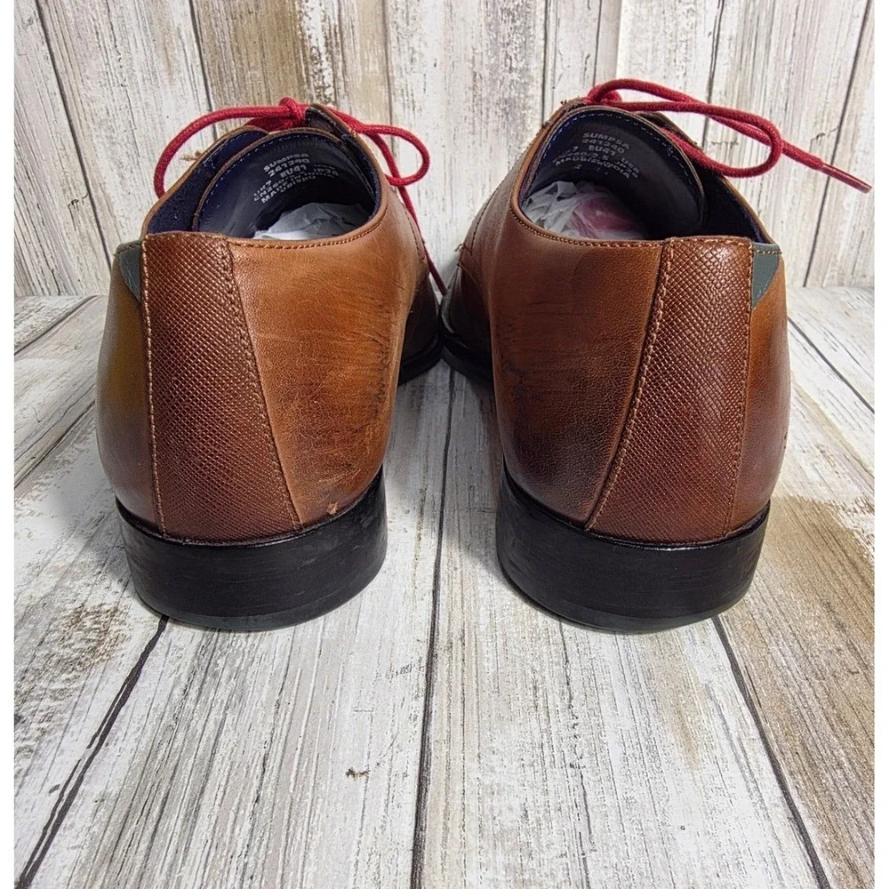 Ted Baker Sumpsa Tan Leather Derby Dress Shoes Red Laces Mens US 8 UK 7 EU 41